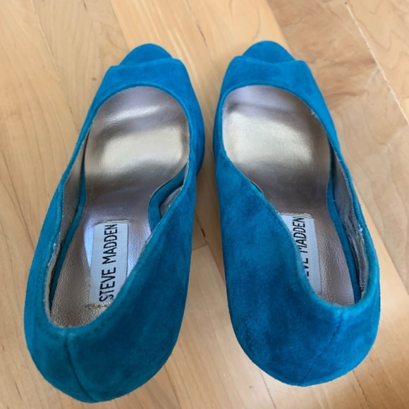 Steve Madden Women’s Turquoise Suede Platform Heels Size 6 - Picture 11 of 11